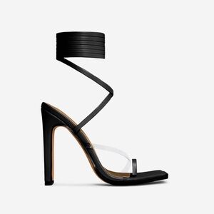 EGO Black Strappy High-Heel Sandals with Ankle Wrap